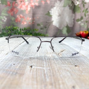 semi-rimless square glasses frames only gunmetal black eyewear unisex/men/women eyeglasses deadstock vintage prescription eyeglass 1990s 90s