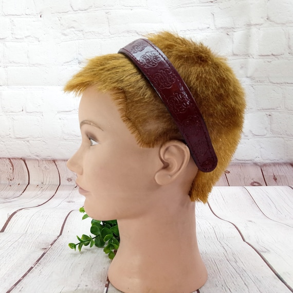 vintage tooled leather headband reddish/brown - image 2