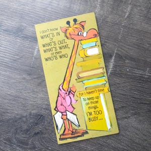 cartão de felicitações saudades girafa livros saudades cartão vintage papelaria novo estoque antigo ele/ela/homens/mulheres/irmã/irmão/amigo/colega de trabalho/adolescente