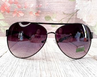 Double Bridge Aviator Sunglasses Oversized: Unisex/Men/Women, UV 400 Protection