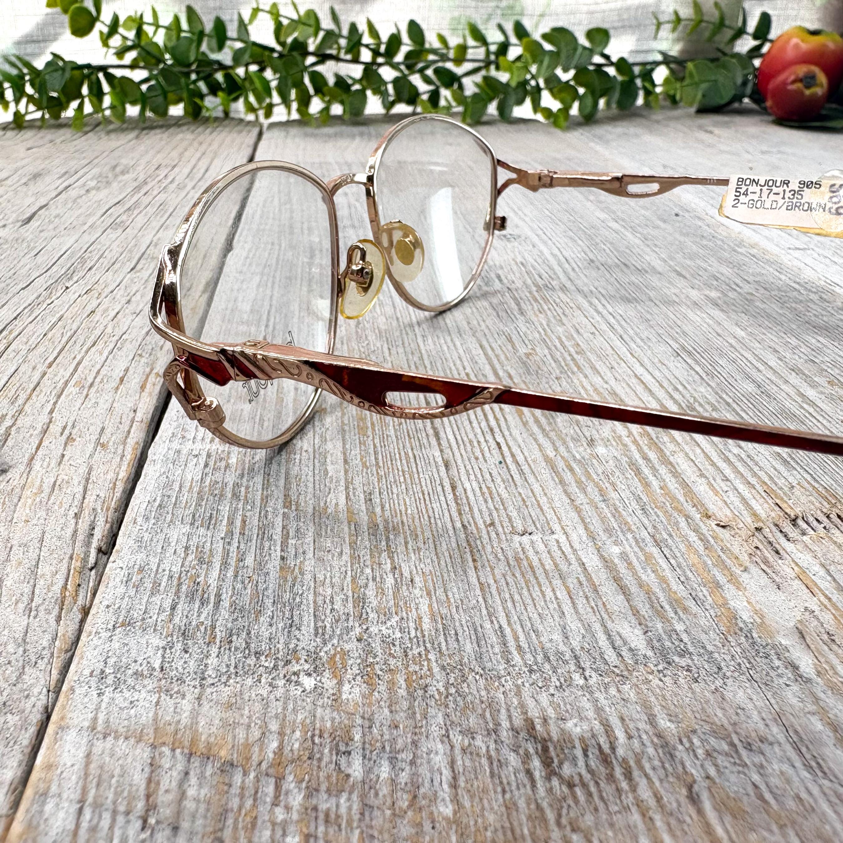 Contrast Anniversary Brn Brown Authentic Eyeglasses 54-17-135 Vintage Gold & Brown Eyeglass Frames 54[]17/135 - Unisex  main image 3