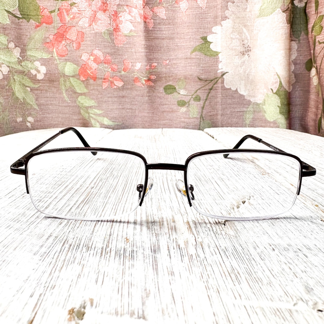 Semi-rimless Reading Glasses (52[]17-140) Rectangular Metallic Brown ...