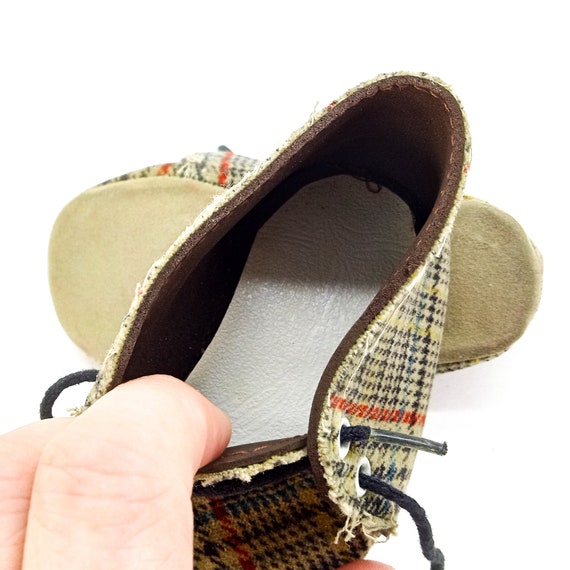 vintage baby shoes, toddler walking shoes, plaid … - image 7