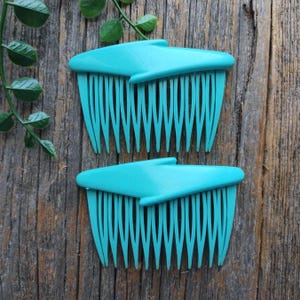 teal blue/green pair side-combs goody usa zig-zag lightning bolt fashion accessories vintage aesthetic accessory women/junior/girl baddie