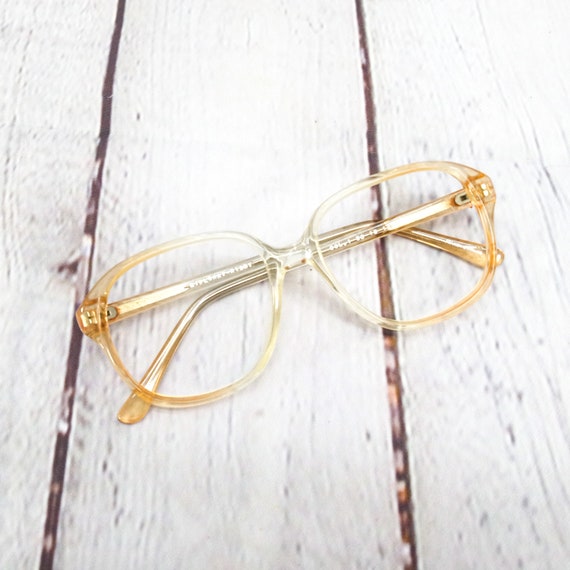 1980s large round petite eyeglasses clear peach v… - image 4