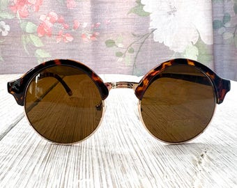 Clubmaster Tortoiseshell Sunglasses: Plastic with Metal Rimmed Lenses