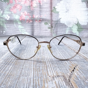 big round eyeglass frames only 53[]18/135 glasses women/men/women eyewear brown-multi/gold eyeglasses deadstock vintage