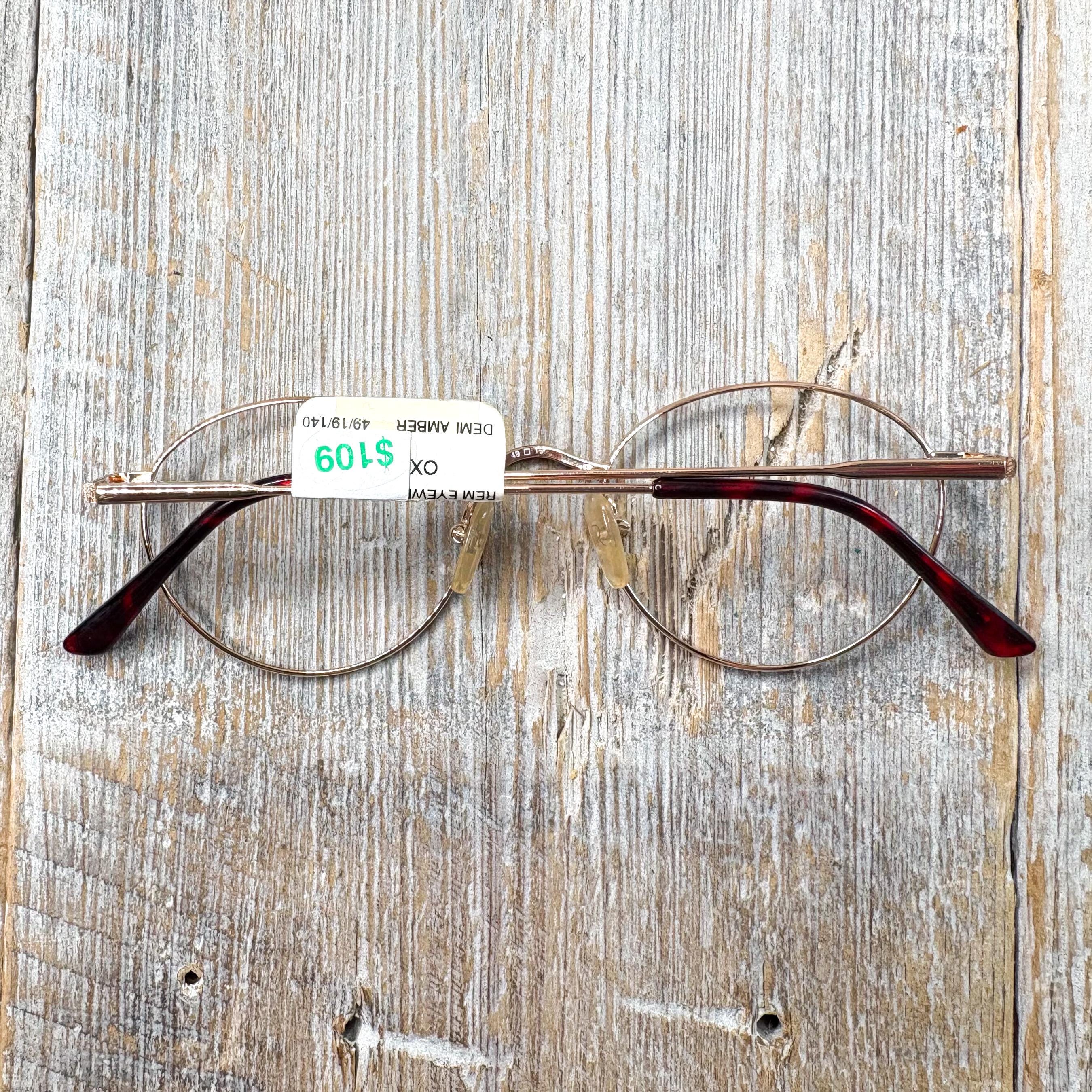 Vintage Round Eyeglass Frames: Light Gold & Brown Unisex  display picture 1