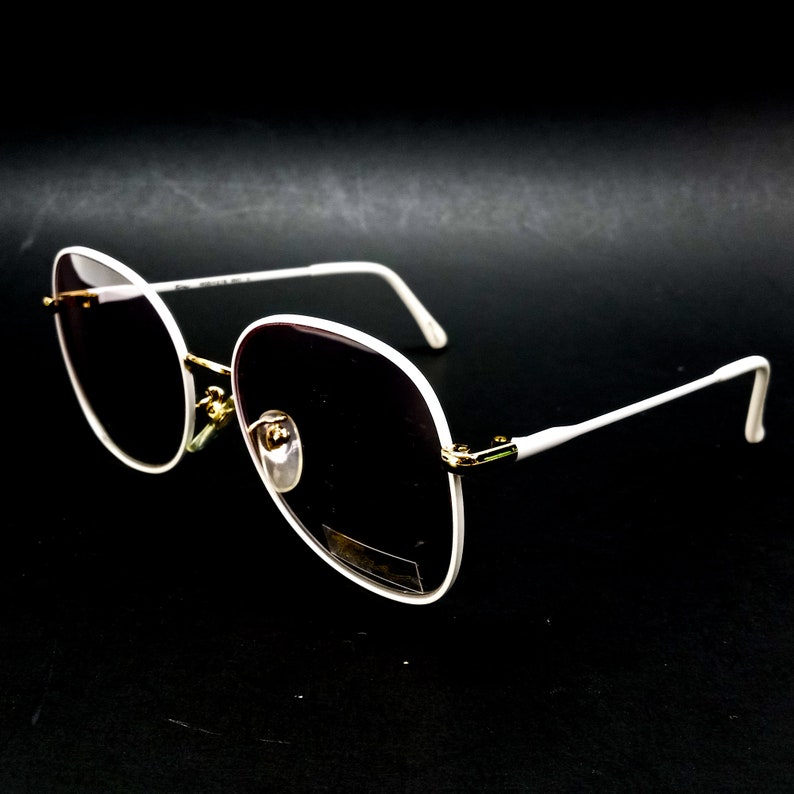 Tura designer glasses | vintage eyeglass frames | large shops round eyeglasses | tinted lens glasses | bright white gold 276
