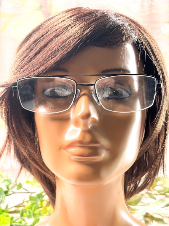 Black Rectangular Semi-Rimless Eyeglass Frames: B… - image 2