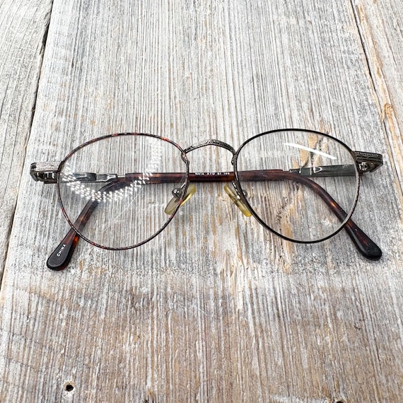 Vintage Tortoiseshell Pewter Round Eyeglasses Fra… - image 6