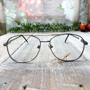 eyeglass frame only grey/gray silver 56[]18/145 square double-bridge aviator eyeglasses unisex/men/women glasses nos/deadstock/vintage 1990s