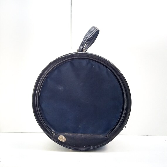 vintage round suitcase blue softshell - image 10