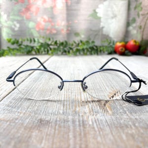 Big oval eyeglass frames only matte metallic blue 48[]18/140 eyeglasses unisex/men/women glasses nos vintage deadstock fashion accessories