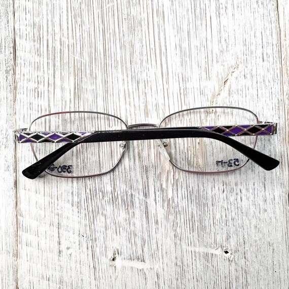 rectangular eyeglass frames only silver/black/pur… - image 6