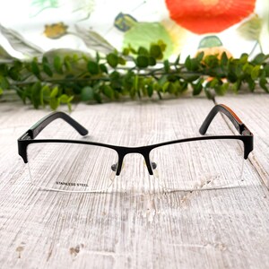 Semi-rimless Rectangular Black Metal Eyeglass Frames: 54[]17-145 - Etsy