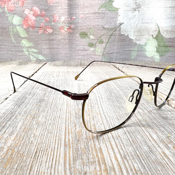 Vintage Square Glasses Frames: Gold & Brown Unise… - image 2