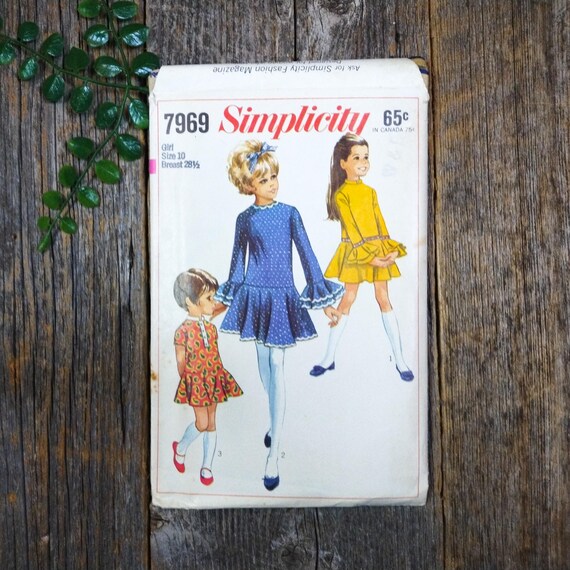 1960s Girls/children's Dress Sewing Pattern Sz 10 Kids Mini-skirt