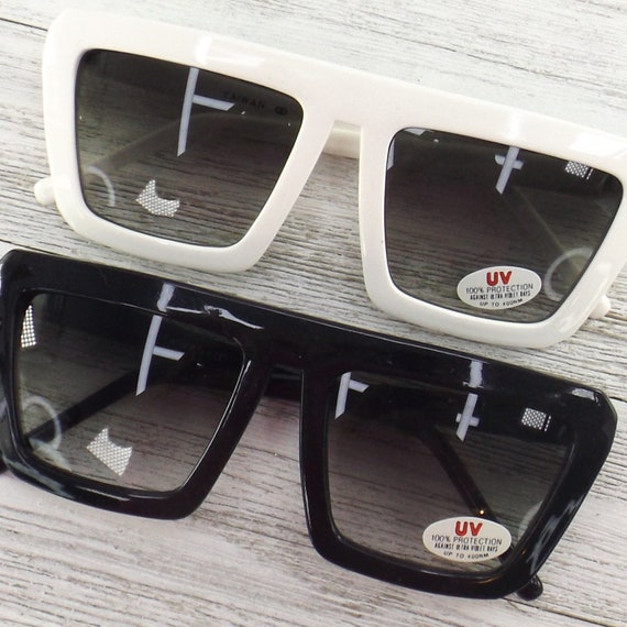 NOS 80s vintage sunglasses oversized square black… - image 10
