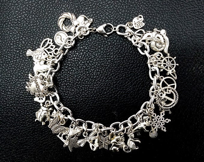 Personalized Charm Bracelet Silver Charm Bracelet Jewelry Gift for Her ...