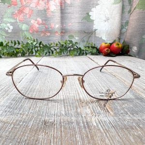 big round eyeglass frames only light gold brown eyeglasses unisex/men/women glasses 1990s fashion accessories deadstock vintage prescription