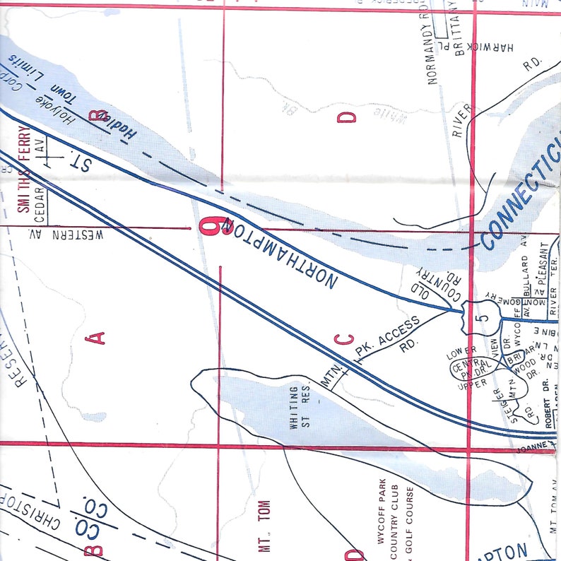 Holyoke Massachusetts map city street map vintage wall Etsy