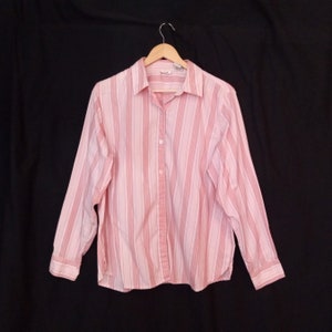 vintage LEE button down shirt pink pinstripe womens large