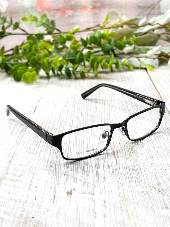 Black Rectangular Metal Eyeglass Frames: 48[]16-1… - image 1