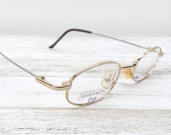 1990s glasses vintage eyeglasses | small oval/rectangle eyeglass frames | light gold and silver wire frame