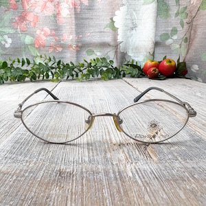 matte silver eyeglass frames only big oval eyeglasses 90s unisex/men/women fashion accessories 1990s deadstock vintage prescription glasses
