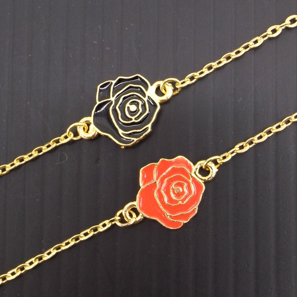 gold rose eyeglass chain for women | gold face mask chain lanyard | sunglasses holder | necklace for glasses | black pink rose flower floral