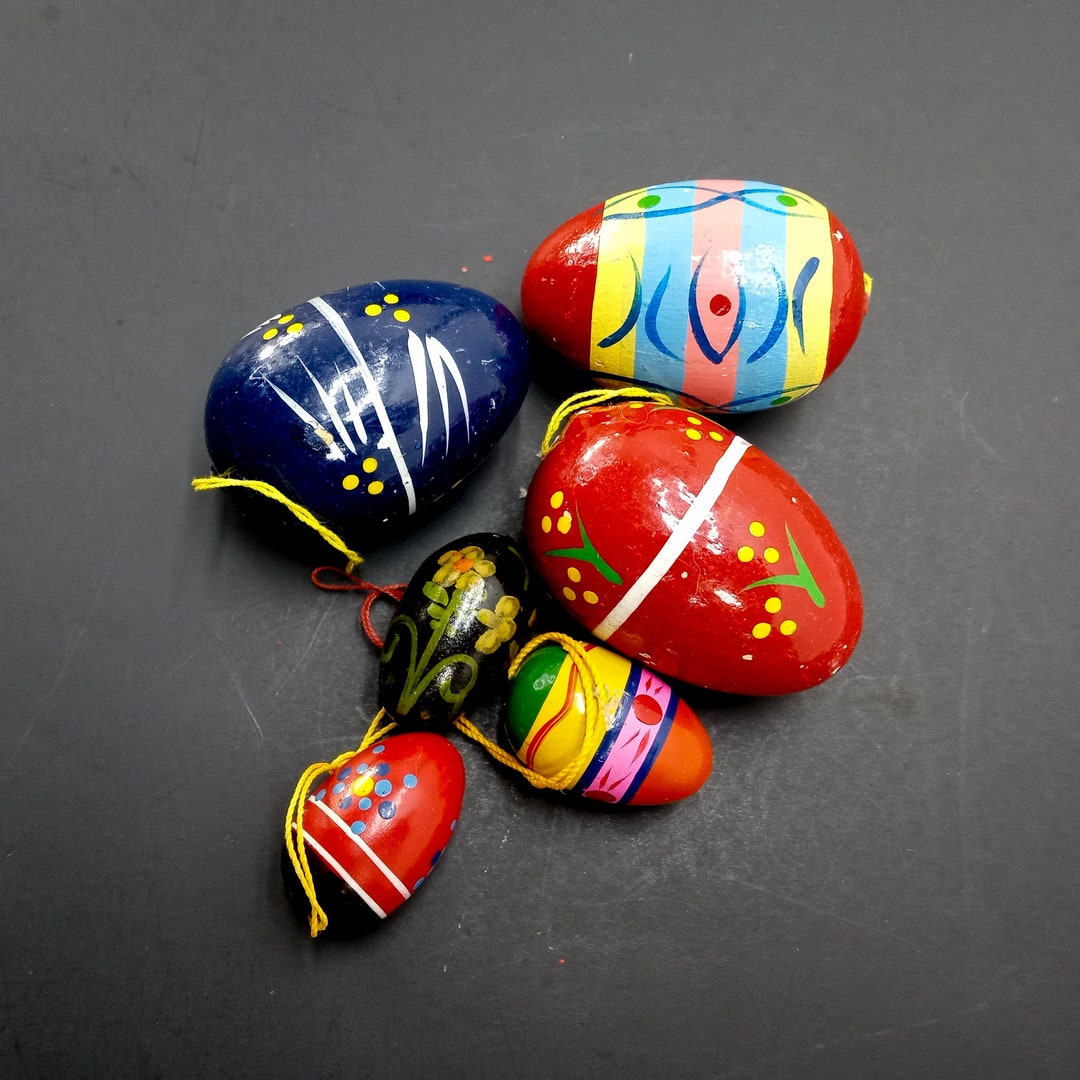 Vintage Painted Easter Egg Ornaments, Collection of Easter Decorations