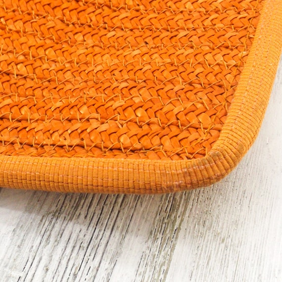 vintage italian envelope purse | orange straw pur… - image 10