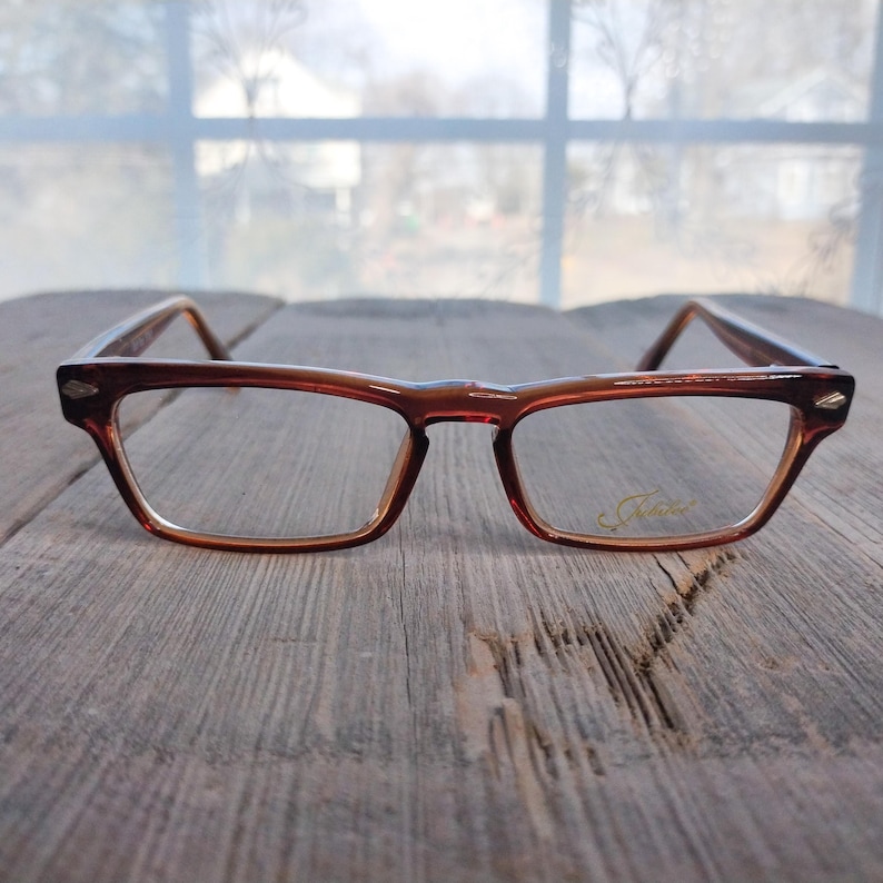 90s Rectangle Eyeglass Frames: Brown Smoke Unisex Eyewear (50[]18/140 ...
