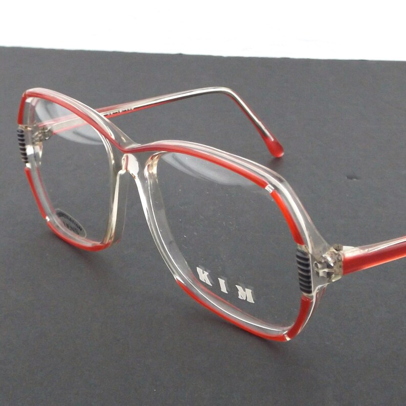 1980s glasses vintage eyeglasses octagon eye glasses, plastic frame glasses Red