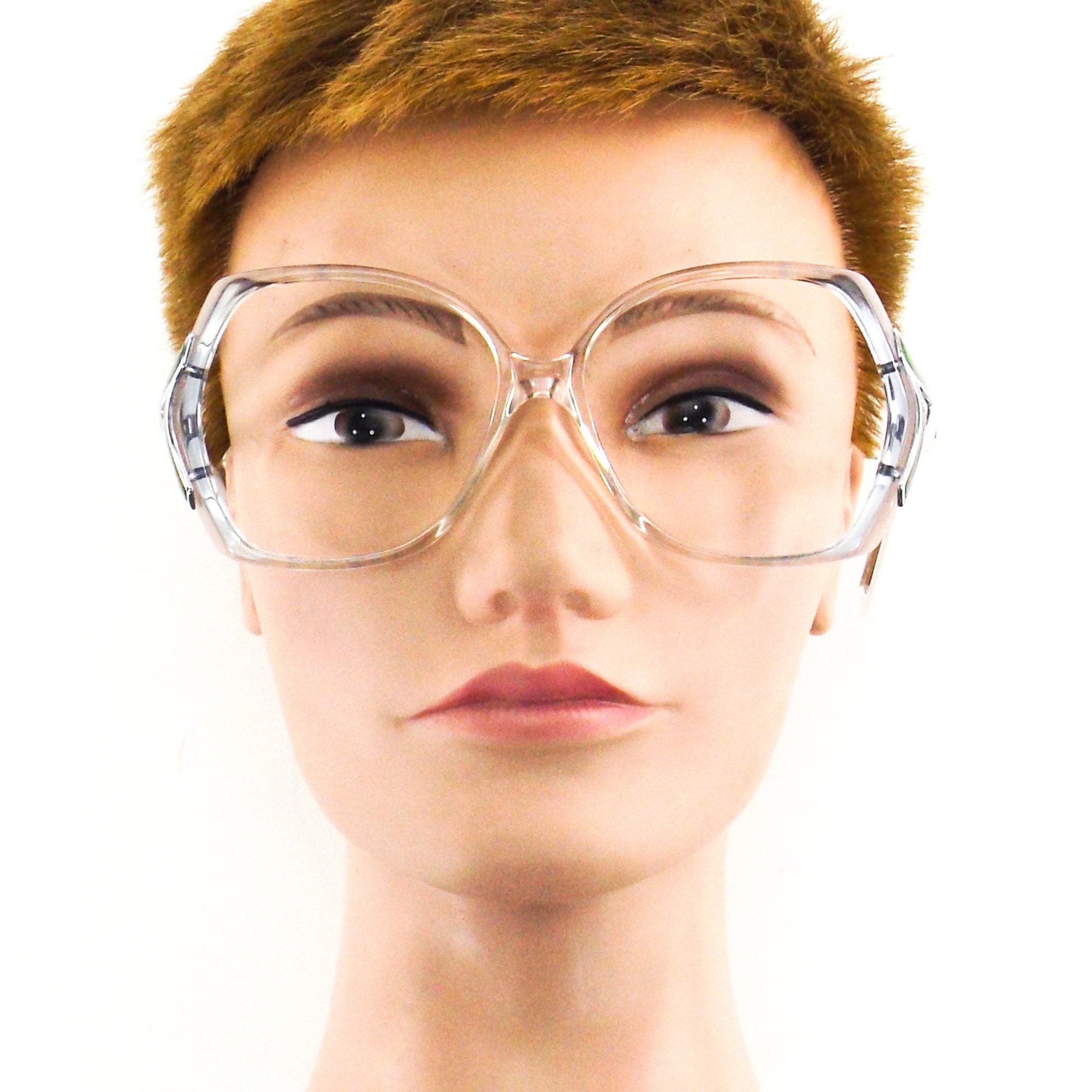 Vintage drop arm eyeglasses vintage 80s NOS clear blue Etsy