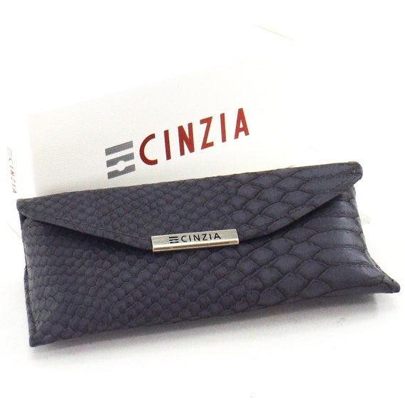 vintage Ecinzia eyeglass case hard grey faux leat… - image 10