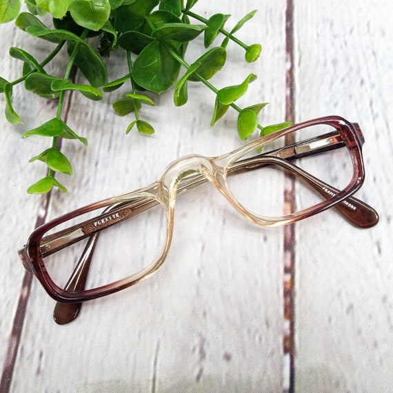 1980s large rectangle eyeglasses brown fade vinta… - image 4