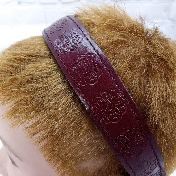 vintage tooled leather headband reddish/brown - image 3