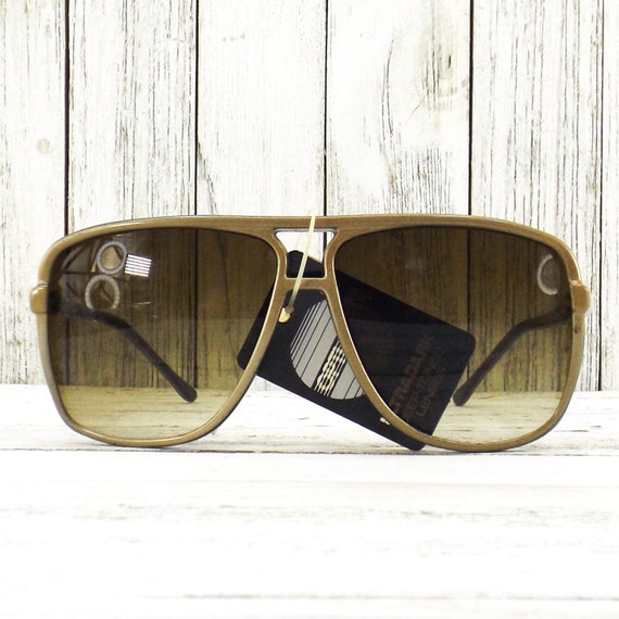 vintage NOS sunglasses | gold sunglasses | square… - image 2
