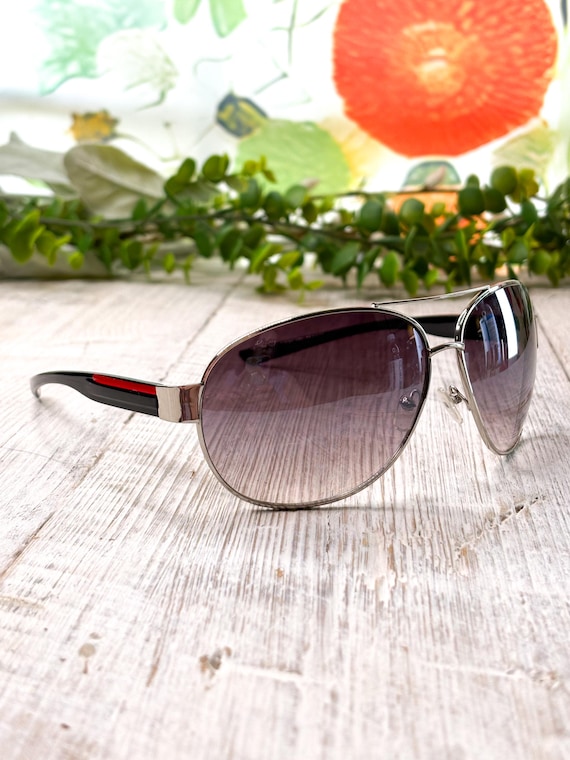 Oversized Wrap-Around Aviator Sunglasses: Silver, Black, Red