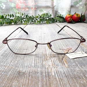 bronze eyeglass frame only oval cat-eye glasses prescription eyeglasses 1990s unisex/men/women deadstock vintage eyewear fashion accessories