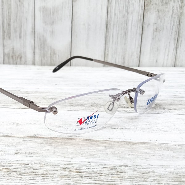 lunettes des années 1990 lunettes vintage sans monture | grandes montures de lunettes ovales | cadres en métal gunmetal