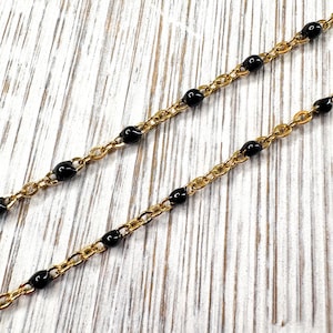 Gold & Schwarz Perlen Kette: Emaille Edelstahl DIY Schmuck Zubehör