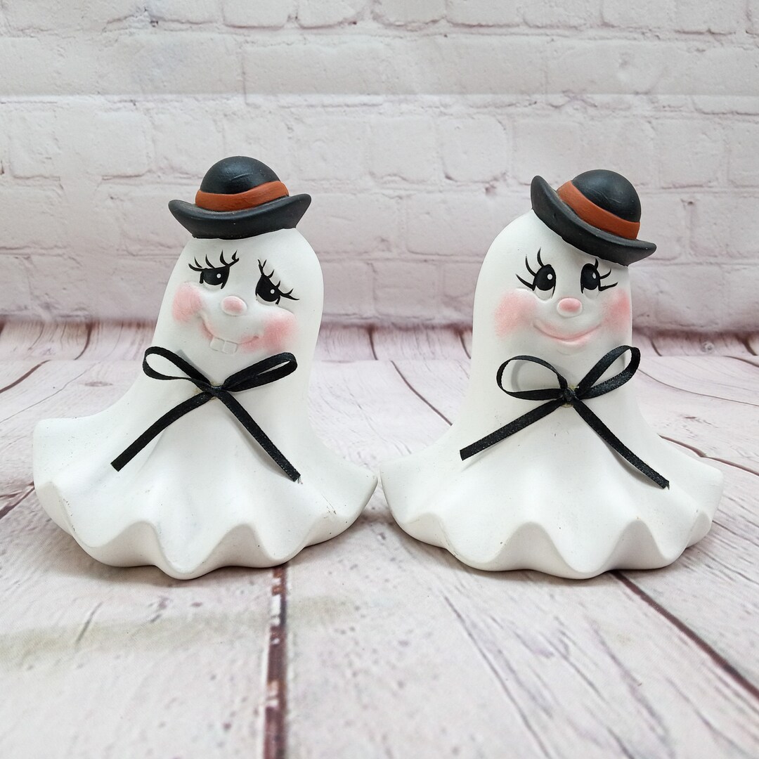 Vintage Pair Ceramic GHOST Figurines, Halloween Decor - Etsy