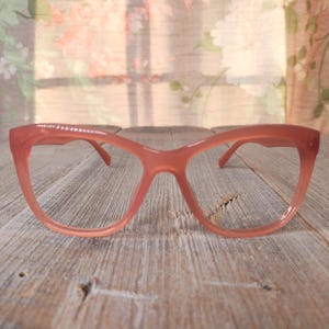 pale salmon pink fifi glasses frames only retro costume/rave/festival/party/anime/fun/novelty women/teen/girl preppy/nerd/dork/nerdy/dorky