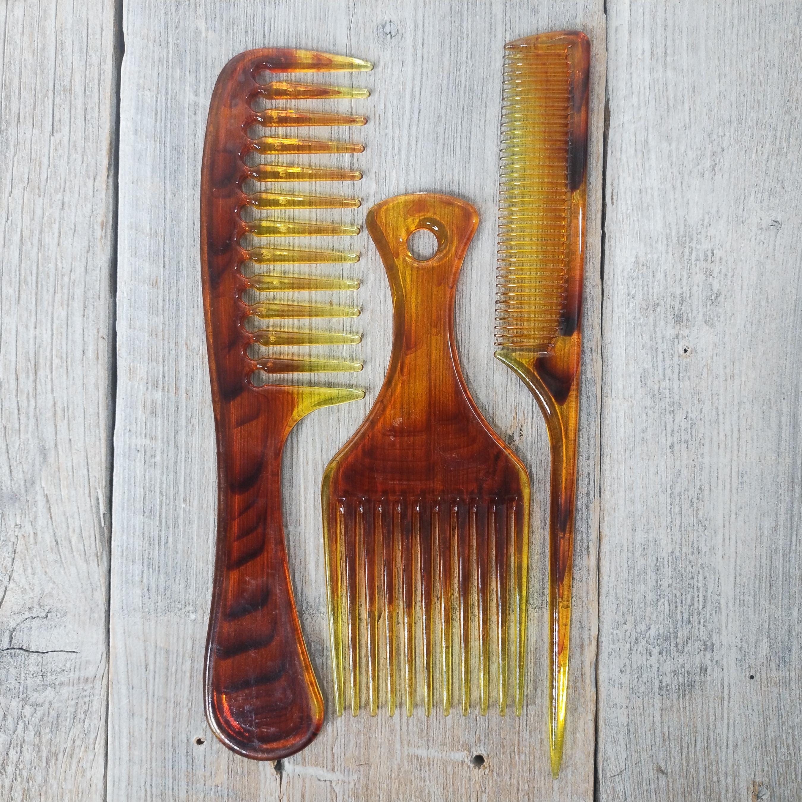 Vintage Tortoiseshell Plastic Hair Comb: Rat-tail, Pick  display picture 1
