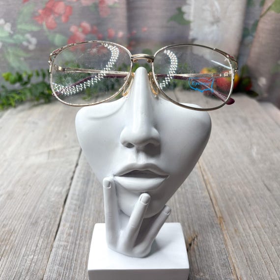 Oversized Round Eyeglass Frames: Light Gold & Red… - image 4