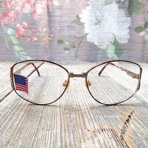 vintage eyeglass frame only eyeglasses 52[]18/135 gold/tortoise round metal eyewear prescription women deadstock new old stock