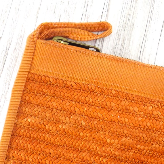 vintage italian envelope purse | orange straw pur… - image 2